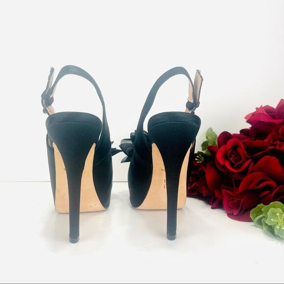 Dolce Vita Amore Platform Stiletto Heels Size 7.5 Black Slingback Open/Peep Toe - Picture 4 of 16